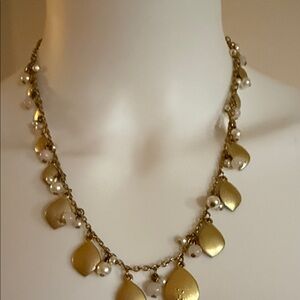 Chaps Gold Leaf and Pearl Necklace